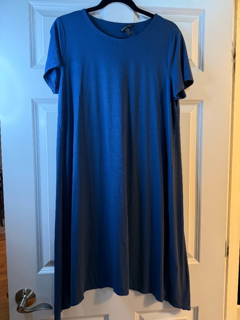 Eileen Fisher Blue Short Sleeve Crewneck Swing Dress Size Large
